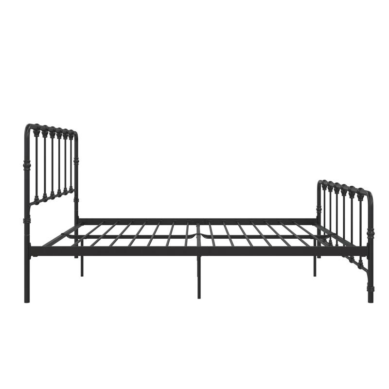 Pemberly Row Farmhouse Metal Bed Under Bed Storage King Bed Frame in Black