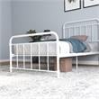 Pemberly Row Metal Platform Bed with Rustic Design and Curved Edge Twin in White
