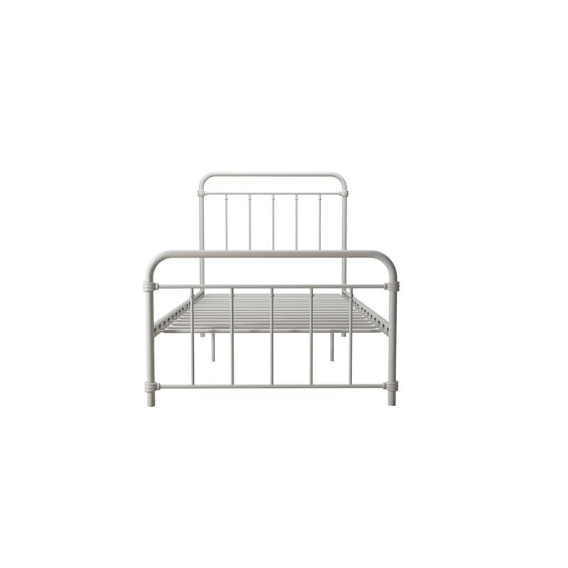 Pemberly Row Metal Platform Bed with Rustic Design and Curved Edge Twin in White