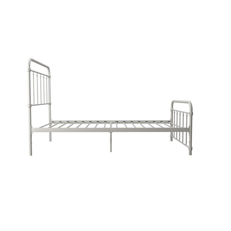 Pemberly Row Metal Platform Bed with Rustic Design and Curved Edge Twin in White