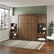 Pemberly Row Engineered Wood Single Side Cabinet for Wall Beds in Walnut