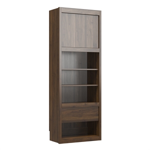 Pemberly Row Engineered Wood Single Side Cabinet for Wall Beds in Walnut