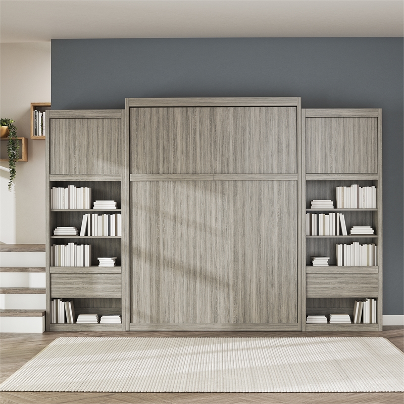 Pemberly Row Engineered Wood Single Side Cabinet for Murphy Wall Beds in Gray