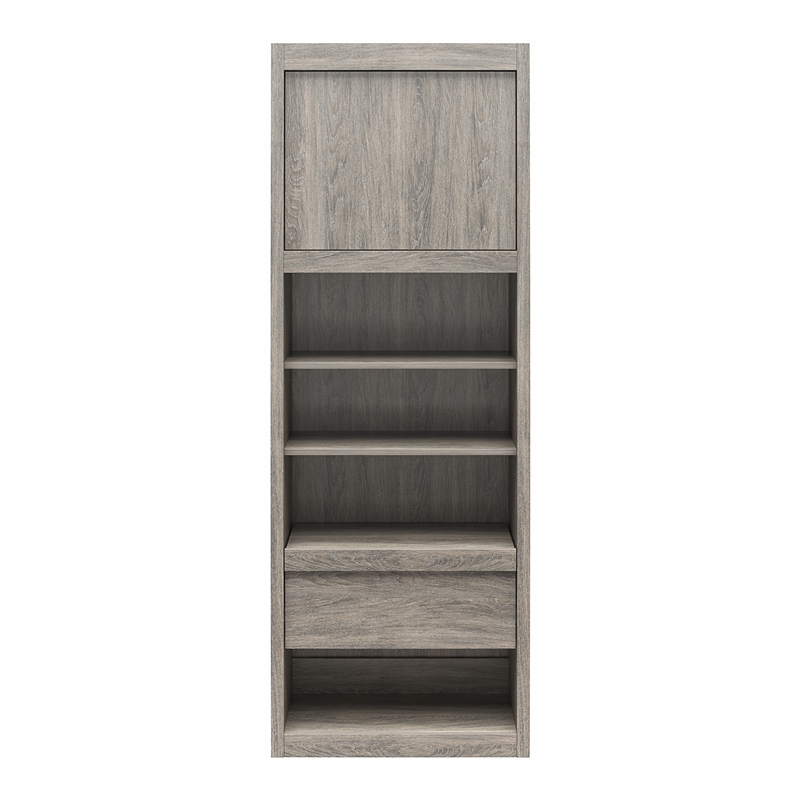 Pemberly Row Engineered Wood Single Side Cabinet for Murphy Wall Beds in Gray