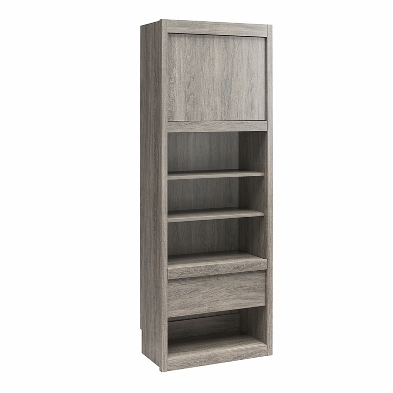 Pemberly Row Engineered Wood Single Side Cabinet for Murphy Wall Beds in Gray