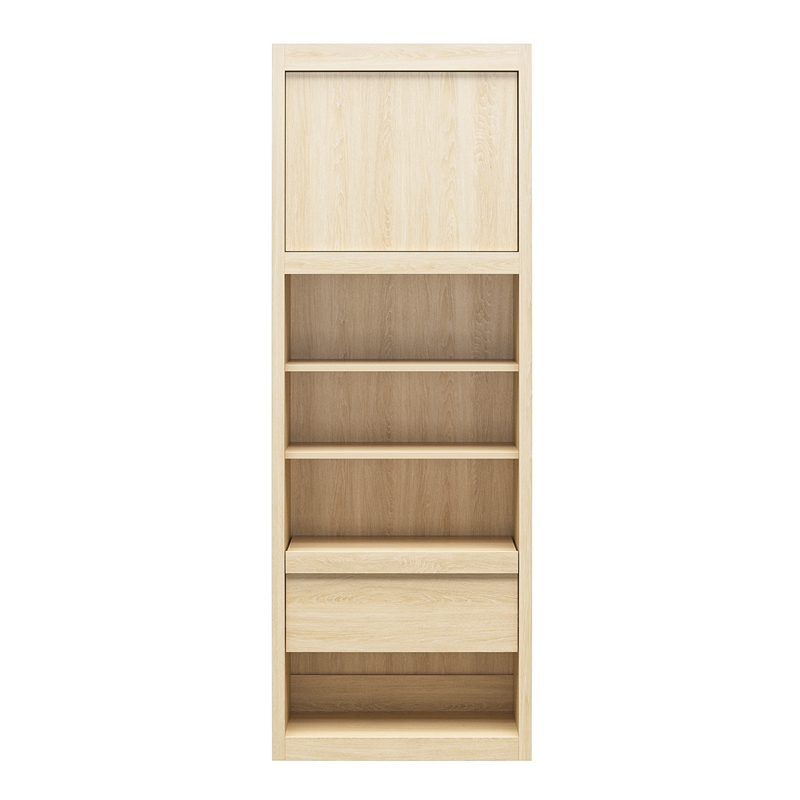 Pemberly Row Transitional Single Side Cabinet for Wall Beds in Light Oak
