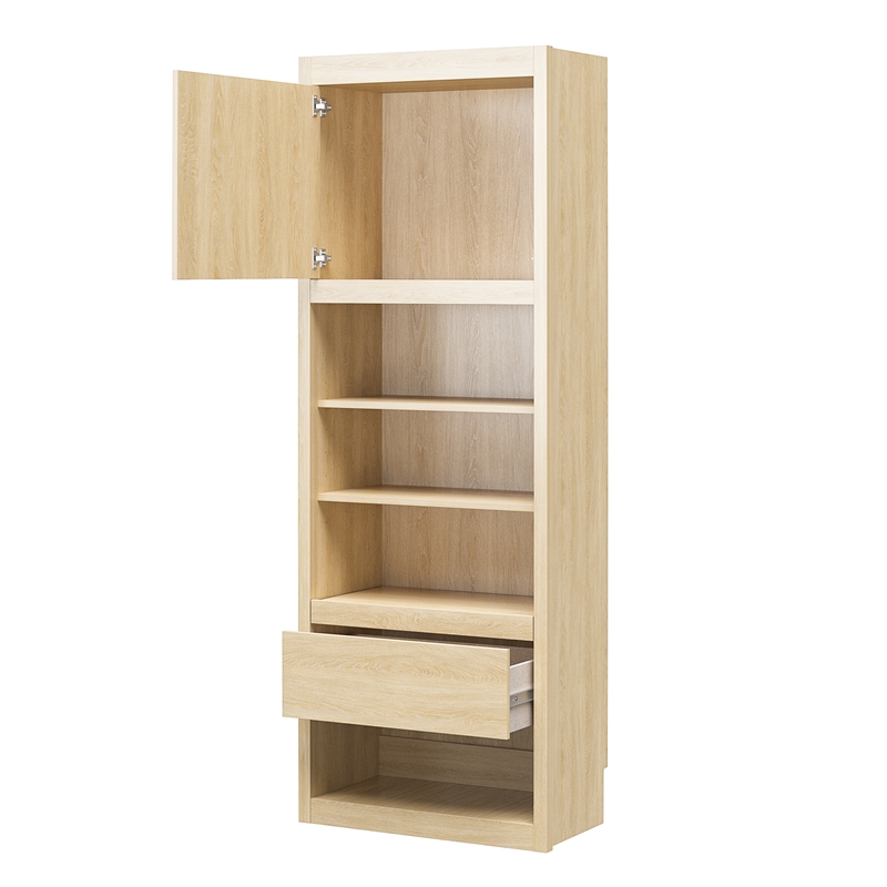 Pemberly Row Transitional Single Side Cabinet for Wall Beds in Light Oak