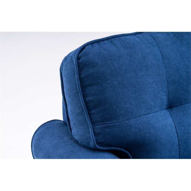 Pemberly Row Modern Linen Fabric Indoor Chaise Lounge in Blue