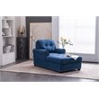 Pemberly Row Modern Linen Fabric Indoor Chaise Lounge in Blue