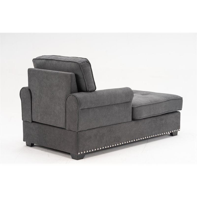 Pemberly Row Modern Linen Fabric Indoor Chaise Lounge in Gray