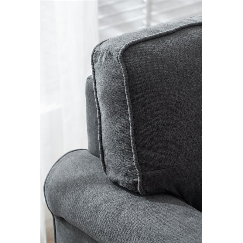 Pemberly Row Modern Linen Fabric Indoor Chaise Lounge in Gray