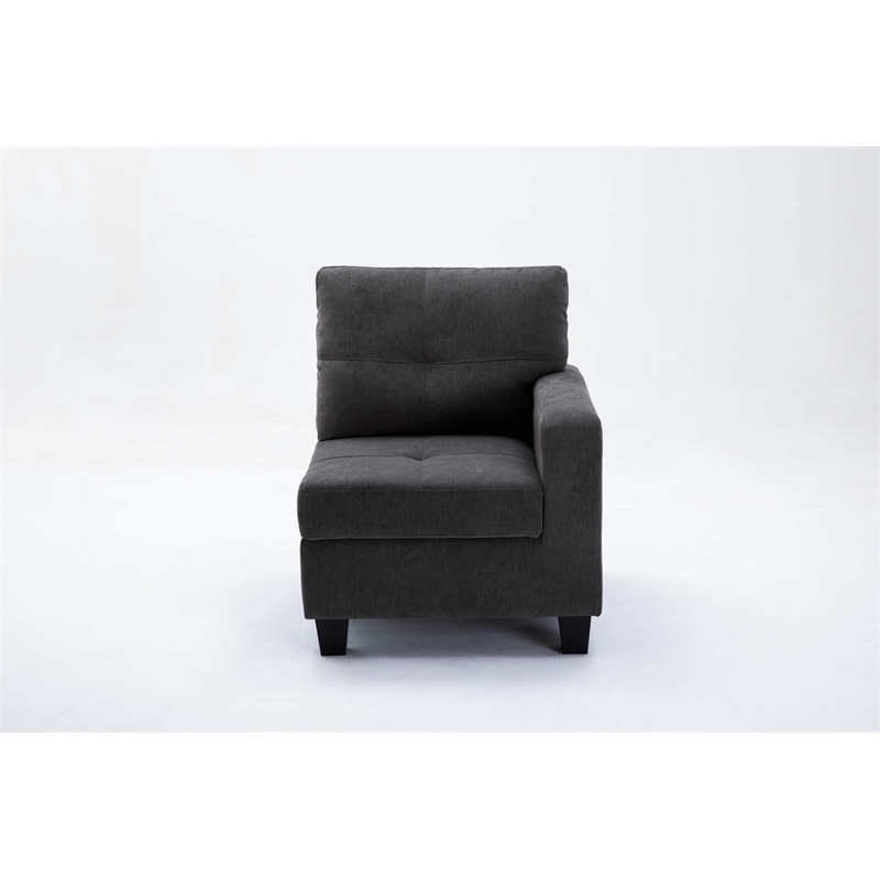 Pemberly Row 4pc Solid Wood Modular Sectional Sofa Couch w/ Ottoman in Dark Gray