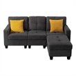 Pemberly Row 4pc Solid Wood Modular Sectional Sofa Couch w/ Ottoman in Dark Gray