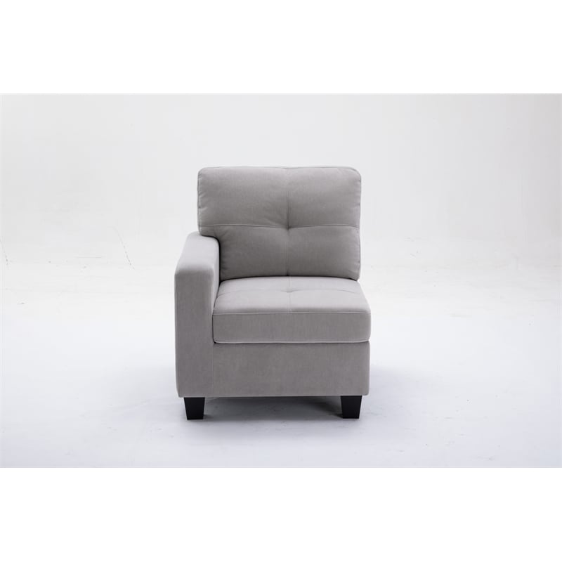 Pemberly Row 6pc Modern Solid Wood Modular Sectional Sofa Couch in Light Gray