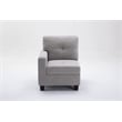 Pemberly Row 6pc Modern Solid Wood Modular Sectional Sofa Couch in Light Gray