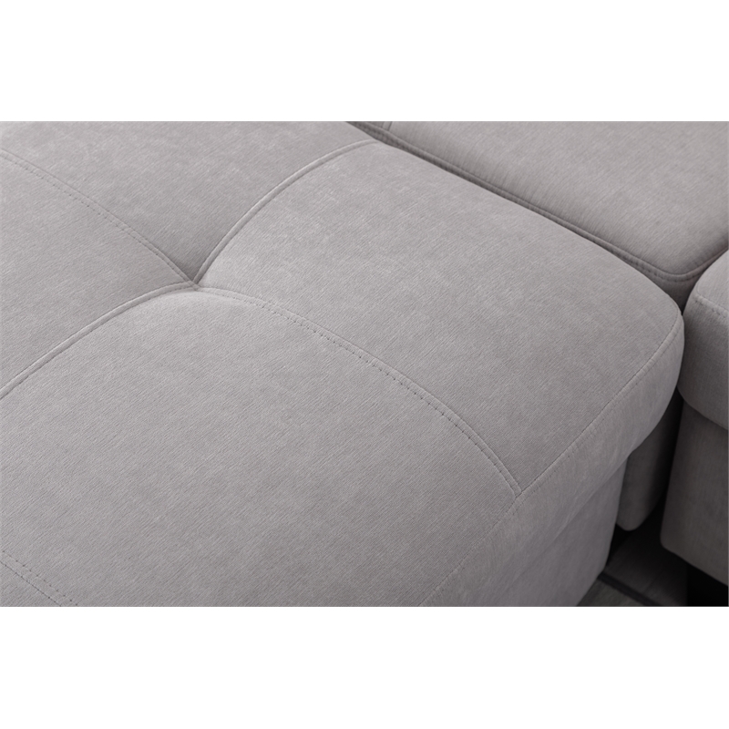 Pemberly Row 6pc Modern Solid Wood Modular Sectional Sofa Couch in Light Gray