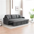 Pemberly Row Fabric Sleeper Sofa with Storage Compartment in Dark Gray