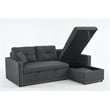 Pemberly Row Fabric Sleeper Sofa with Storage Compartment in Dark Gray