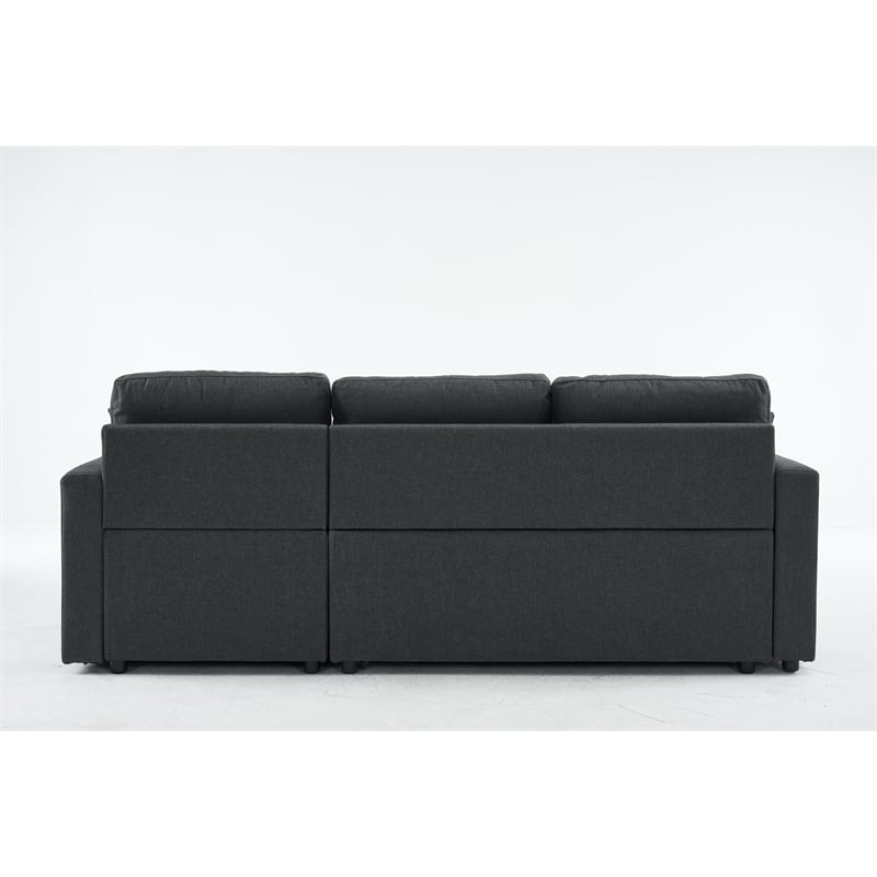 Pemberly Row Fabric Sleeper Sofa with Storage Compartment in Dark Gray