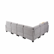Pemberly Row 7 Piece Solid Wood & Soft Fabric Sofa Set in Ash Gray Finish