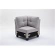 Pemberly Row 7 Piece Solid Wood & Soft Fabric Sofa Set in Ash Gray Finish
