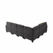 Pemberly Row 7pc Solid Wood Modular Sectional Sofa Couch w/ Ottoman in Dark Gray