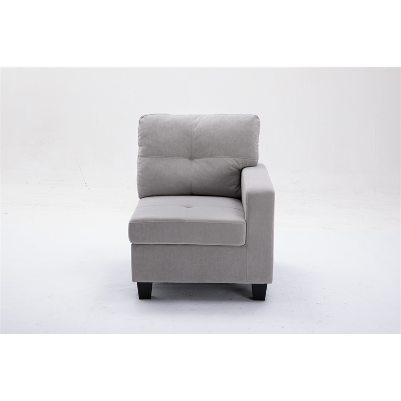 Pemberly Row 4pc Solid Wood Modular Sectional Sofa Couch & Ottoman in Light Gray