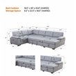 Pemberly Row 5-Seat Modern Fabric Sleeper Sectional Sofa with Storage in Ash