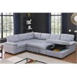 Pemberly Row 5-Seat Modern Fabric Sleeper Sectional Sofa with Storage in Ash