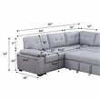 Pemberly Row 5-Seat Modern Fabric Sleeper Sectional Sofa with Storage in Ash