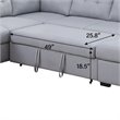 Pemberly Row 5-Seat Modern Fabric Sleeper Sectional Sofa with Storage in Ash