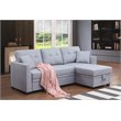 Pemberly Row 3-Seat Modern Fabric Sleeper Sectional Sofa with Storage in Ash
