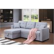 Pemberly Row 3-Seat Modern Fabric Sleeper Sectional Sofa with Storage in Ash