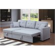 Pemberly Row 3-Seat Modern Fabric Sleeper Sectional Sofa with Storage in Ash