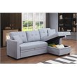 Pemberly Row 3-Seat Modern Fabric Sleeper Sectional Sofa with Storage in Ash