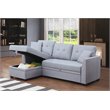 Pemberly Row 3-Seat Modern Fabric Sleeper Sectional Sofa with Storage in Ash