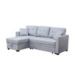 Pemberly Row 3-Seat Modern Fabric Sleeper Sectional Sofa with Storage in Ash