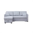 Pemberly Row 3-Seat Modern Fabric Sleeper Sectional Sofa with Storage in Ash