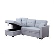 Pemberly Row 3-Seat Modern Fabric Sleeper Sectional Sofa with Storage in Ash