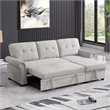 Pemberly Row Reversible Fabric Sleeper Sofa with Storage Chaise in Light Gray