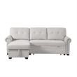 Pemberly Row Reversible Fabric Sleeper Sofa with Storage Chaise in Light Gray