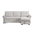 Pemberly Row Reversible Fabric Sleeper Sofa with Storage Chaise in Light Gray