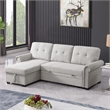 Pemberly Row Reversible Fabric Sleeper Sofa with Storage Chaise in Light Gray