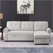 Pemberly Row Reversible Fabric Sleeper Sofa with Storage Chaise in Light Gray