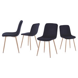 Pemberly Row 18.5&quot Modern Velvet Upholstered Dining Chairs in Black (Set of 4)