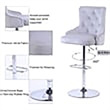 Pemberly Row Adjustable Modern Velvet Swivel Bar Stool in Silver (Set of 4)