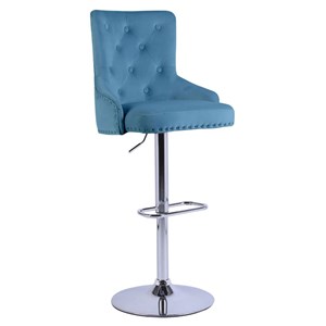 Pemberly Row 43.7&quot-51.6&quot Adjustable Swivel Velvet Bar Stools in Blue (Set of 3)