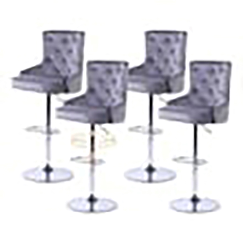 Pemberly Row Adjustable Modern Velvet Swivel Bar Stool in Gray (Set of 4)