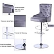 Pemberly Row Adjustable Modern Velvet Swivel Bar Stool in Gray (Set of 4)