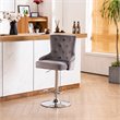 Pemberly Row Adjustable Modern Velvet Swivel Bar Stool in Gray (Set of 4)